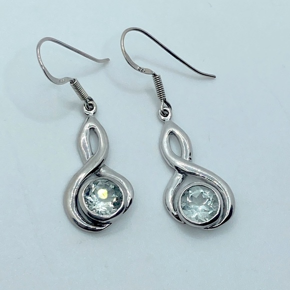 VTG Green Amethyst & Sterling Silver Infinity Figure 8 Dangle Earrings 1.6” - Picture 5 of 8